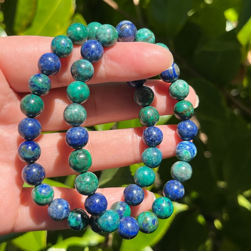 8mm stretchable‎ azurite bracelet